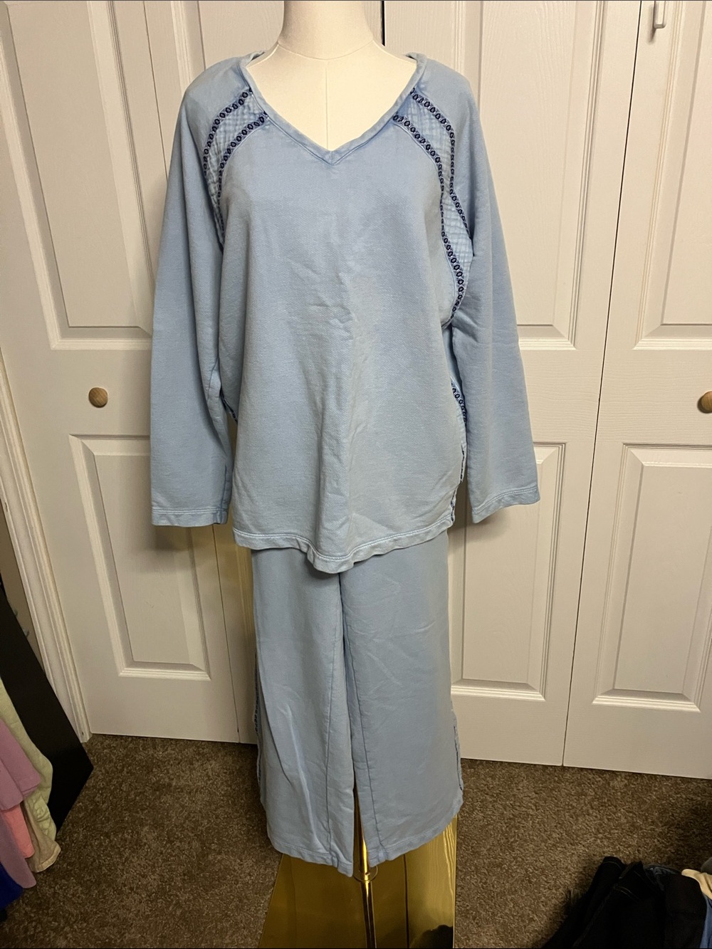 J. Jill Light Blue Two-Piece Lounge Track Set